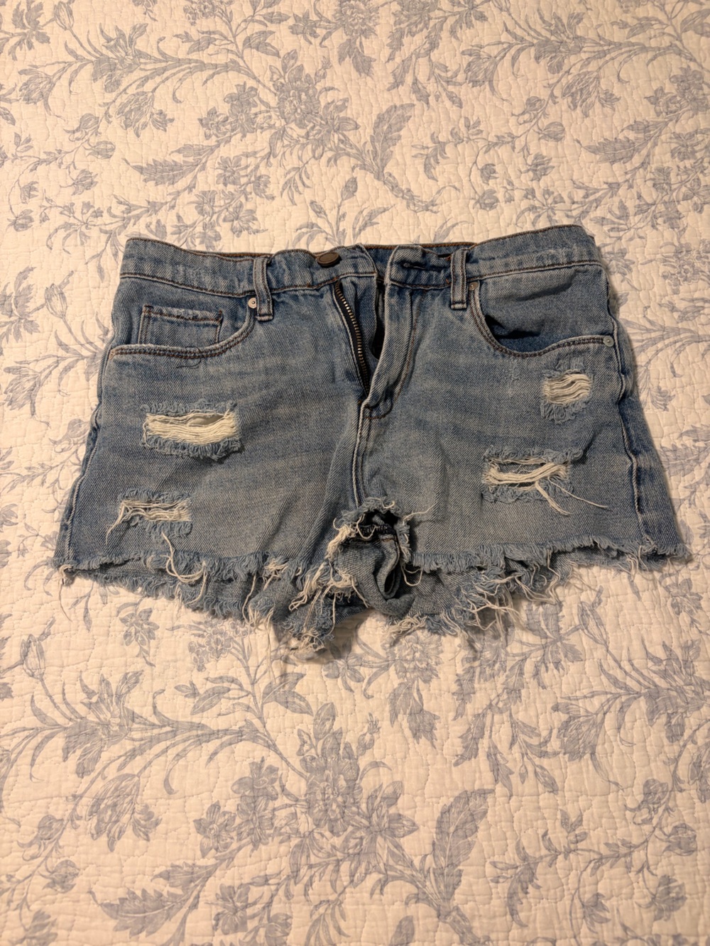 Blank NYC Light Blue Distressed Denim Cutoff Shorts